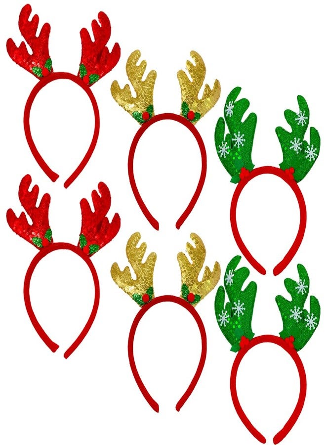 Evisha 6 pcs Reindeer Headband Hairband Party Costume for Christmas X-Mass Party Celebrations - Image 1